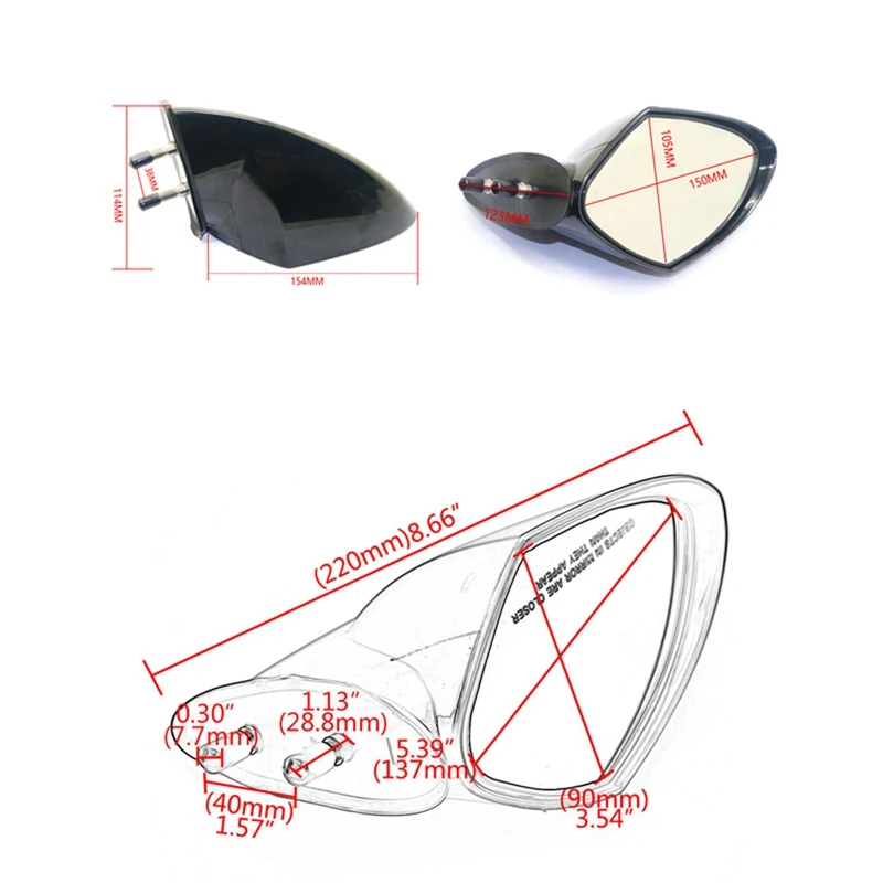 2X cermin spion kiri Motorboat, Aksesori cermin Jet Ski untuk Yamaha Waverunner VX 110 Deluxe Sport Cruiser EX R