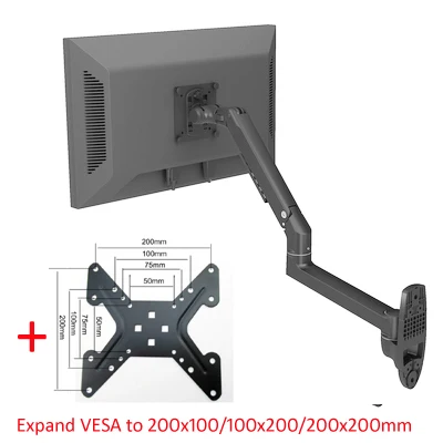 DL-7012 aluminium 17"-38" LCD-monitor muurbeugel TV-standaard aluminium 360 draaibaar full motion draaibaar dubbele stretcharm 3-11kg