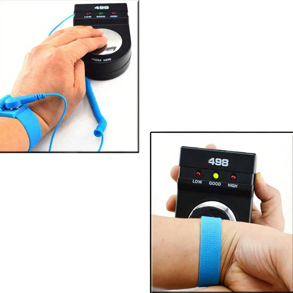 

Conductive Grounding Test Instrument Table Featuring Antistatic Wrist Strap Tester 498 for Electrostatic Discharge Assessment