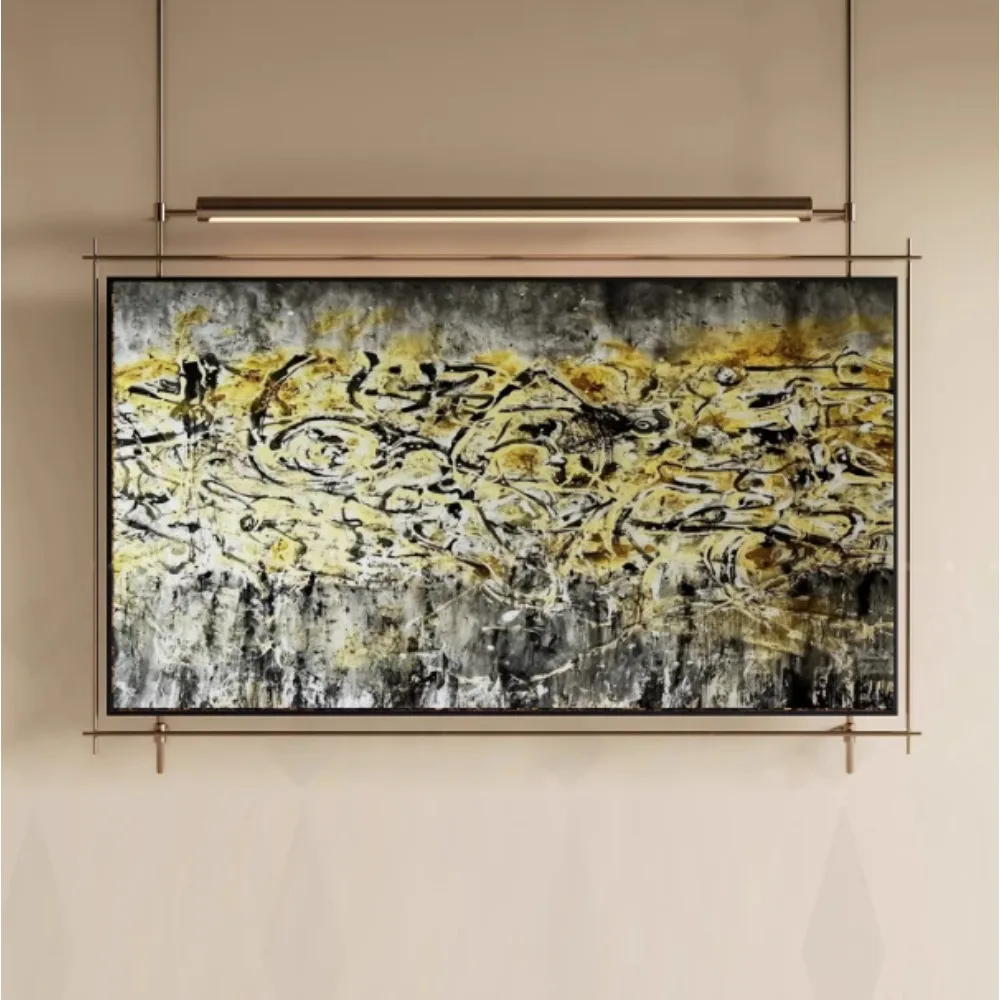 New Chinese abstract art decorative painting canvas bracket rectangular ambient light hanging living room wall decoration