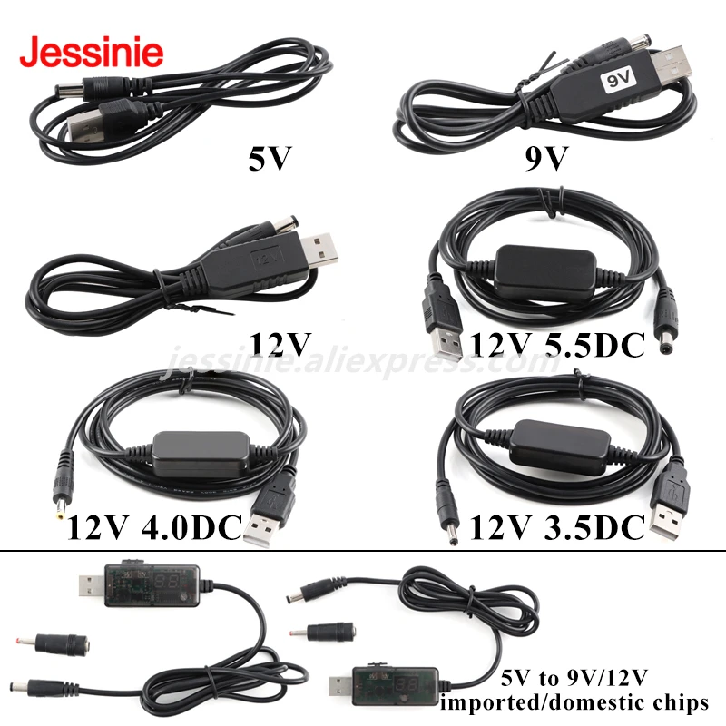 USB Step Up Cable DC 5V to 5V 9V 12V Power Boost Line Converter Adapter Module 5W 8W 5.5mm 5.5x2.1mm 5.5x2.5mm 3.5x1.35mm Plug