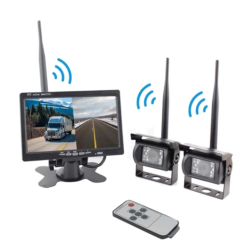 7 Inch HD IPS Monitor Wireless Reverse Backup Camera System With Night Vision Digital Signal & SD Card Recording 720p Resolution