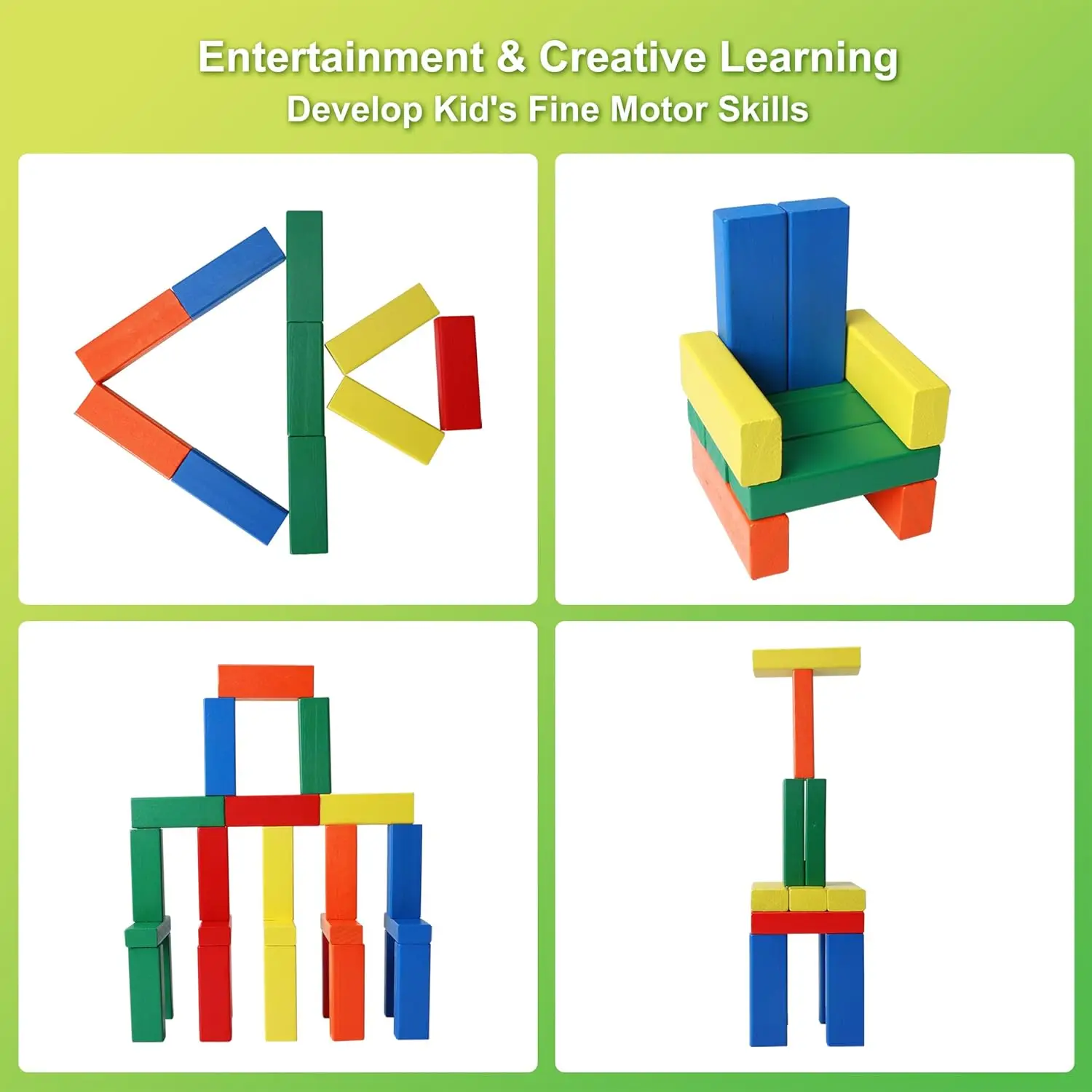 Tumble Tower Game for Kids and Adults, 60pcs Wooden Stacking Board Games Building Blocks for Kids and Family Games Night, Colorf