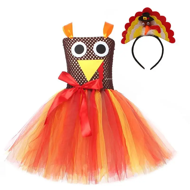 Tutu del ringraziamento per bambini ringraziamento Bowknot Tutu traspirante con fascia Festival costumi Cosplay ragazze Stage Carnivals