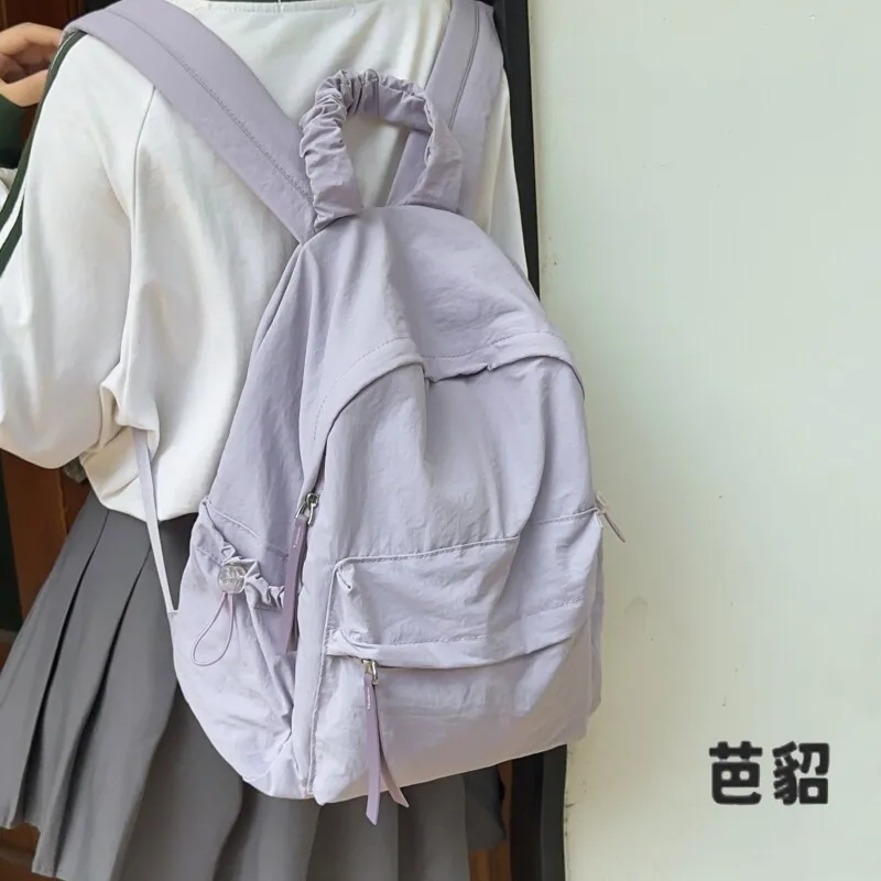 Ultra-Light Women's Backpack Casual Travel Foldable Design High School University Students Bookbag Leisurely Chic Trendy Bag