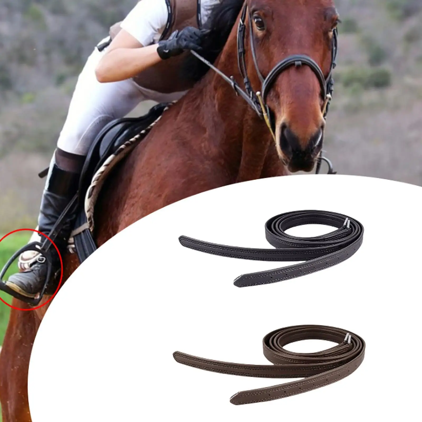 

2Pcs Straight Leather Stirrup Straps 1.25 M Length with Buckles Supplies Premium Easy Care Non Stretch Soft Equestrian Gear