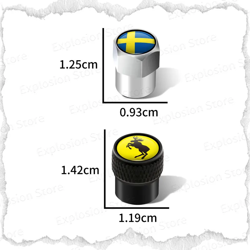 4pcs Swedish Flag/Prancing Moose Emblem Car Wheel Tire Stem Air Valve Caps Covers For Volvo V40 V60 XC40 XC60 XC90 S40 S60 Decor