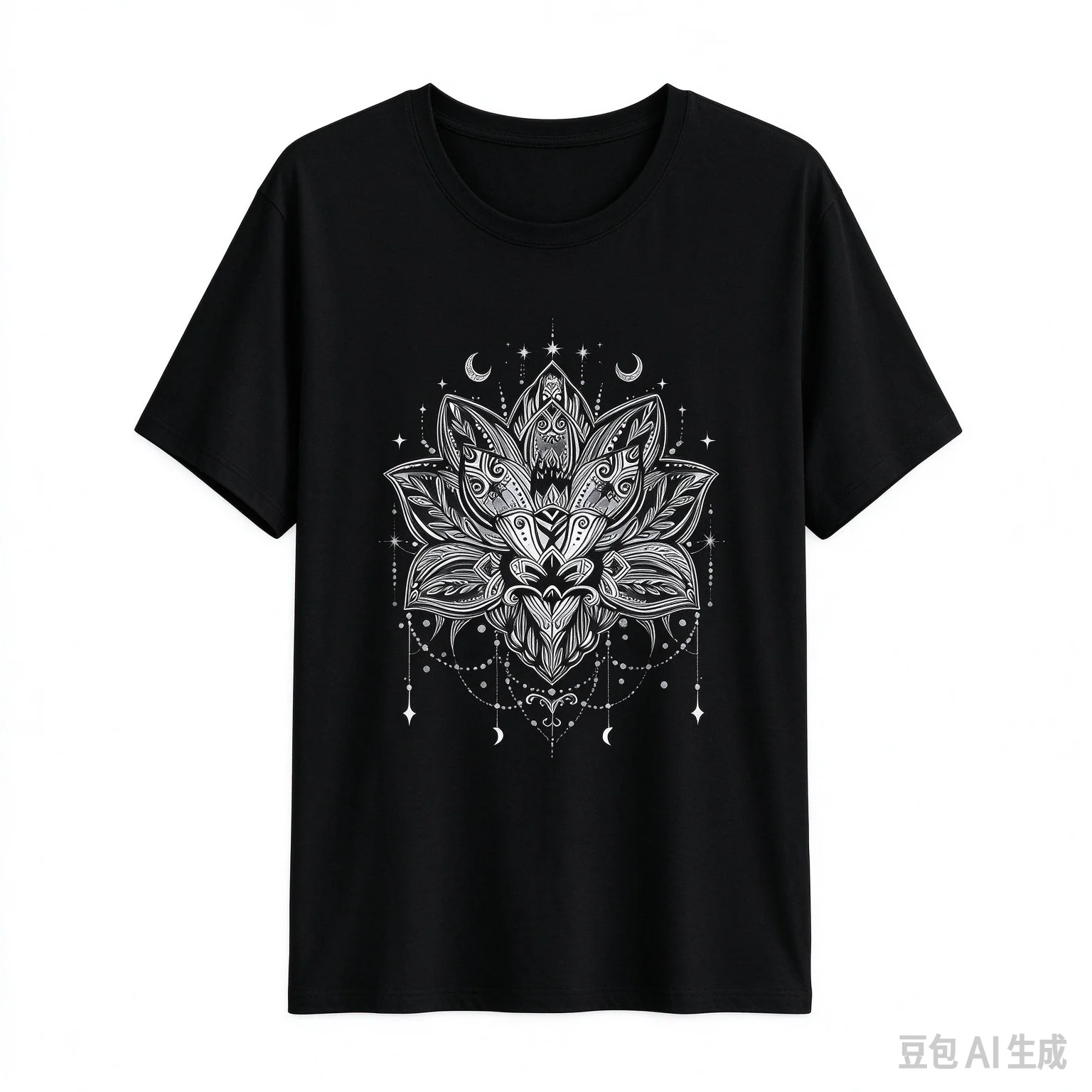 Boho Moon Star Lotus Mandala Graphic T Shirt Women Spiritual Yoga Casual Short Sleeve Tee