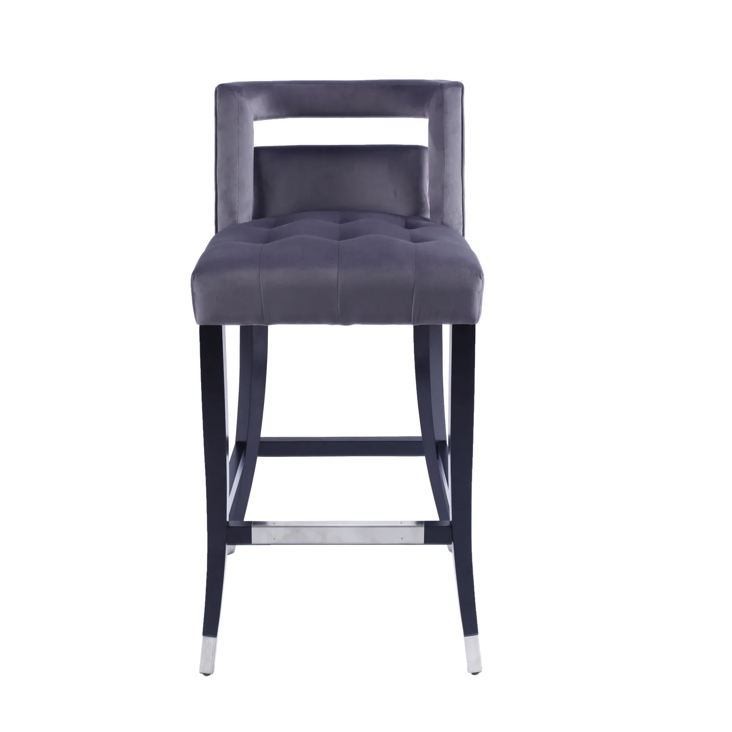 

Suede Velvet Nailhead Barstool Set - 30" Dining Chair 2 pcs