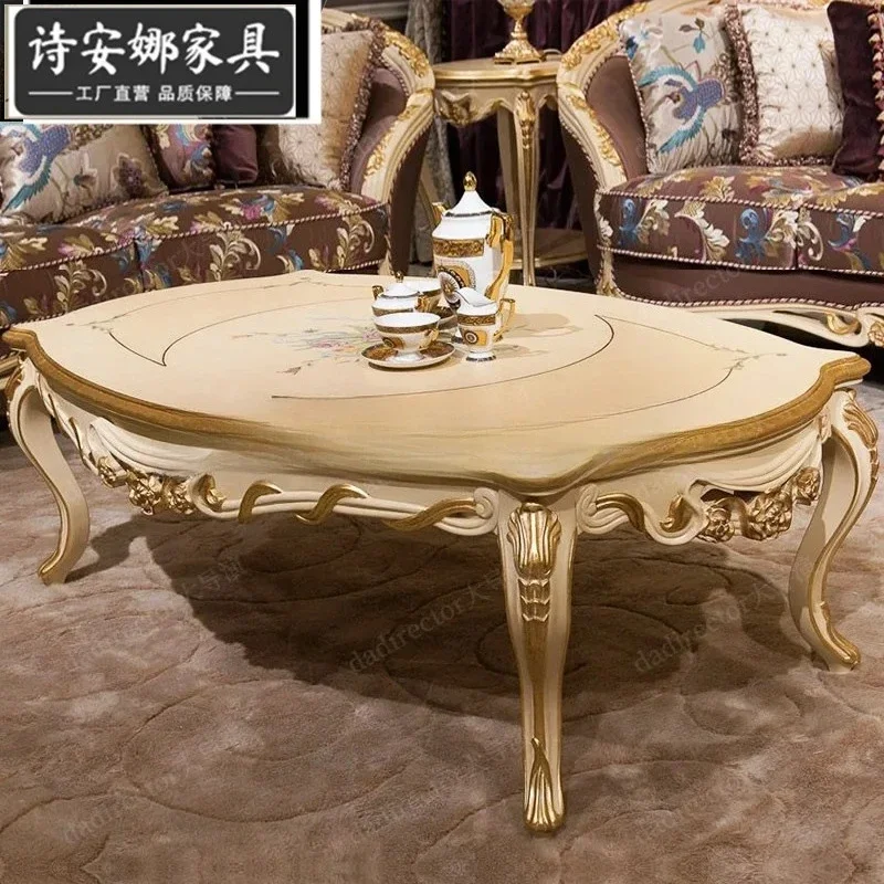 b20-solid wood rose carved sofa combination fabric handmade luxury villa living room furniture