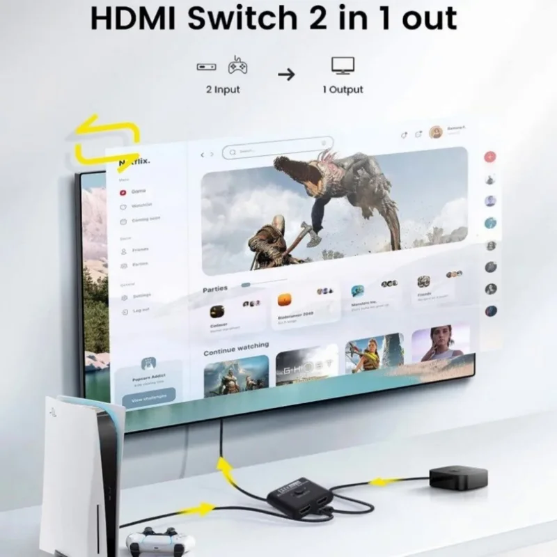 4K HDMI Switch Bi-Direction 2 in 1 Out/1 in 2 Out HDMI-compatible Switcher Splitter for PS4/3 TV Box 1x2/2x1 Switcher Adapter