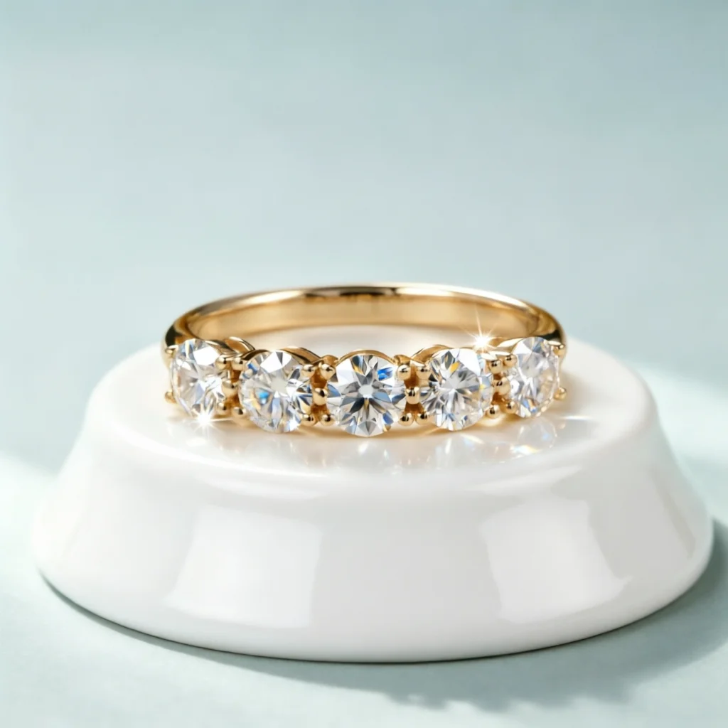 

Cxsmy продано 14K 585 Желтое золото CTW 4 мм DF круглый вырез лабораторный Выращенный муассанит обручальное кольцо для женщин свадебный набор подходит для браслета