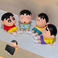 Kawaii Shin-Chan Phone Holder Anime Crayon Boochan Desktop Ornaments Watching Tv Cartoon Student Phone Support Cute Doll Girls