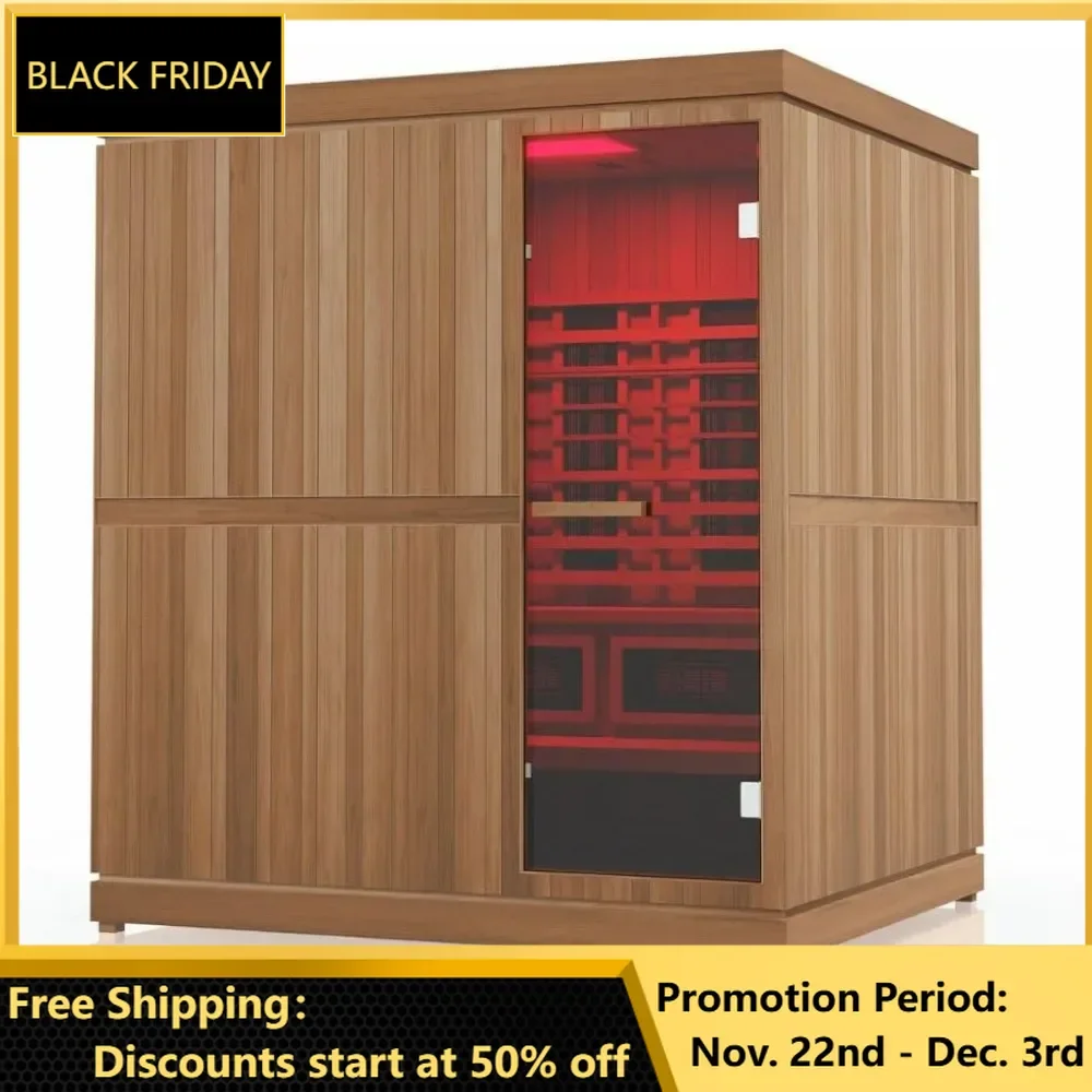 4-Person Home Infrared Sauna, Near & Far Infrared, 4.5kW Conventional Sauna Heater, 170° in Under 1-Hour, Premium Cedar, Sauna