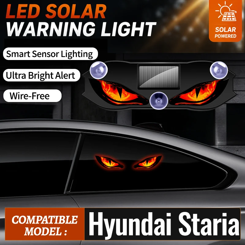 Fits For Hyundai Staria Solar Powered Devil Eye Blinking Car Light Vibration Sensor Car Ambient Light Triangle Window LED Decora
