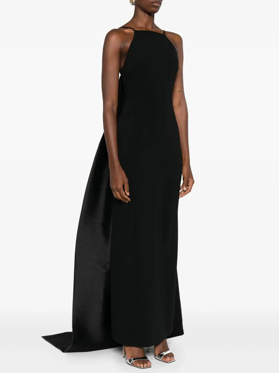 TWOTWINSTYLE Black Spliced Tail Temperament Long Dresses for Women Square Neck Sleeveless Tunic Minimalist Dress Female Clothing