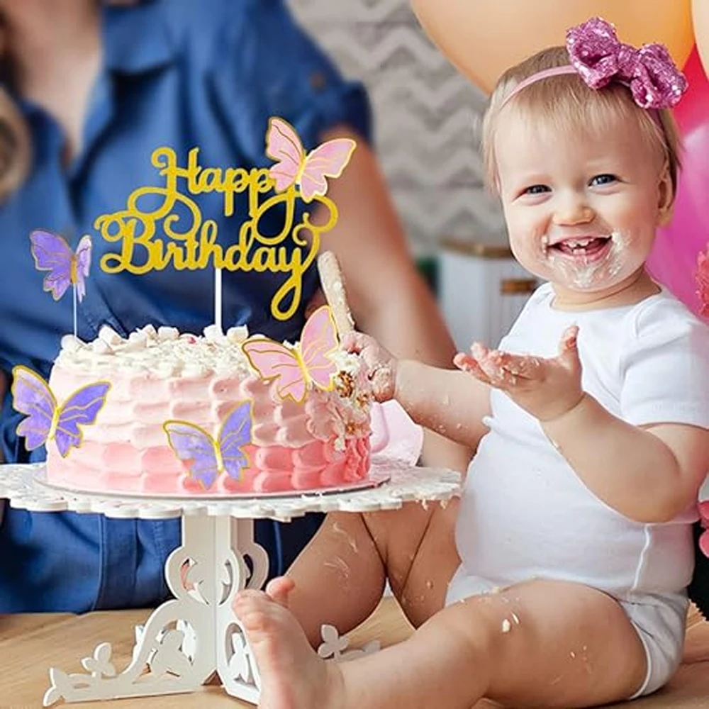 Décoration de gâteau en forme de papillon, 50 pièces, couleur or et rose, pour anniversaire, fête préChristophe