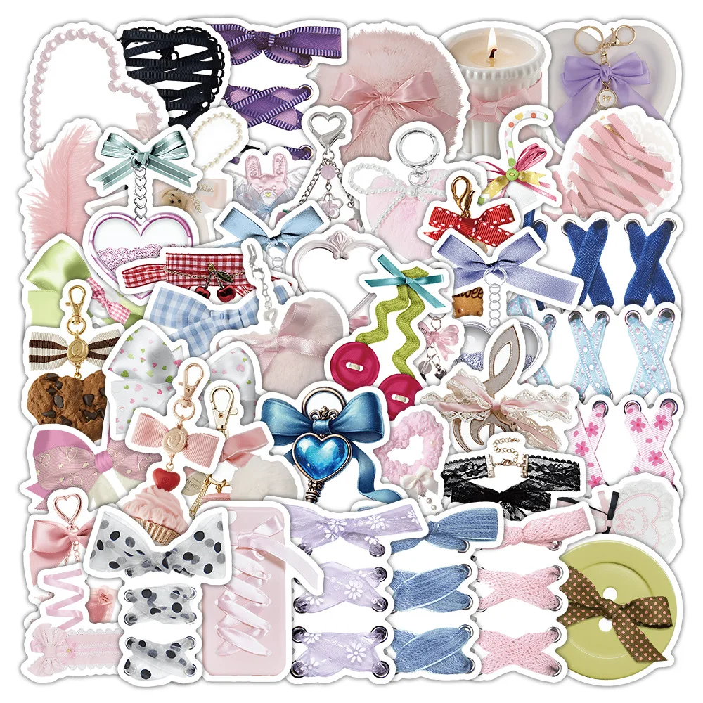 

50pcs Butterfly Knot Phone Stickers Love Anime Mobile Graffiti Decor DIY Cup Helmet Guitar Skateboard Cell Phone Case Stickers