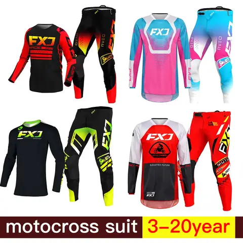 Child Motocross Gear Set Girl Pink Off-Road Cross Kits Boy MX MTB Black Combo 3 4 5 6 7 8 9 10 Year Jersey Pant Kits