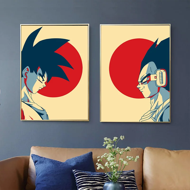 Classic Japanese Anime Surrounding Dragon Ball Goku Vegeta Poster Vintage Canvas Painting Print Picture Children Gift Cuadros