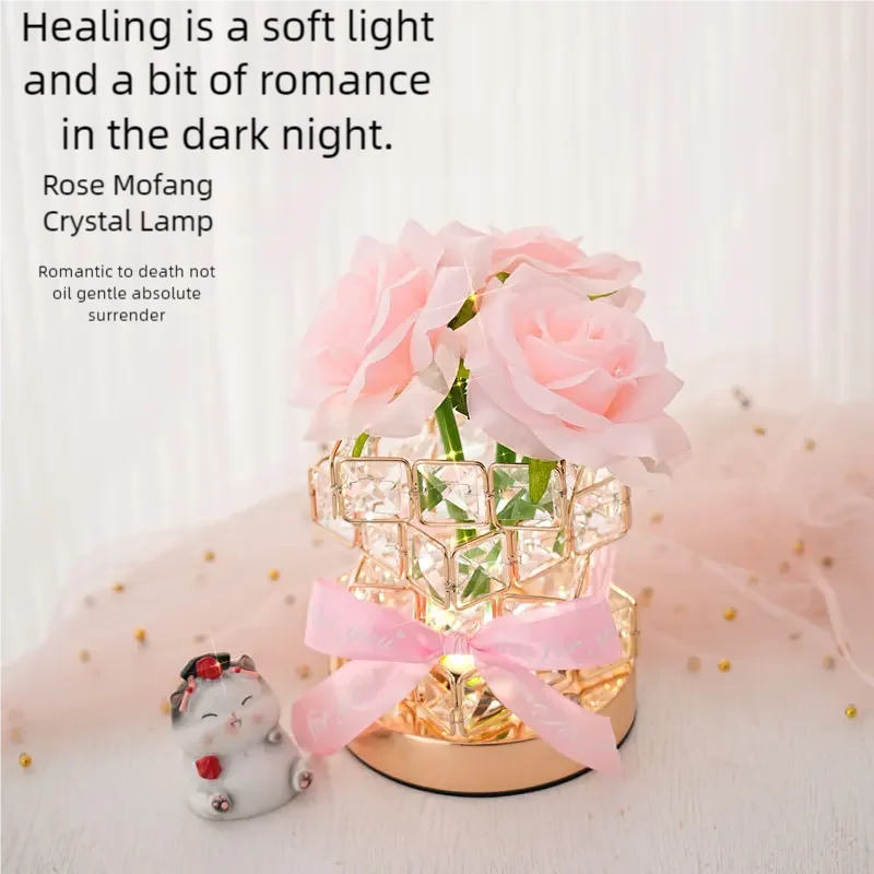 LED Night Light Simulated Flowers Night Light Creative Light Bedside Tabletop Decoration Table Lamp Valentine Day Birthday Gift