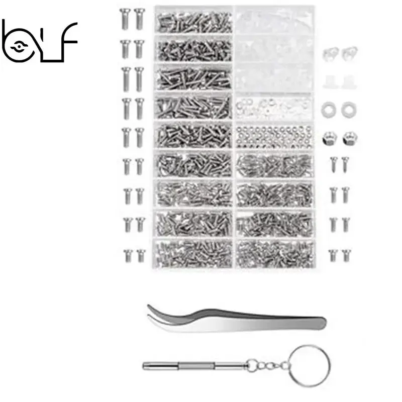 Glasses Screw Repair Kit Nose Pad Screw Set 18 Grids Home Tool Kit 1000pcs