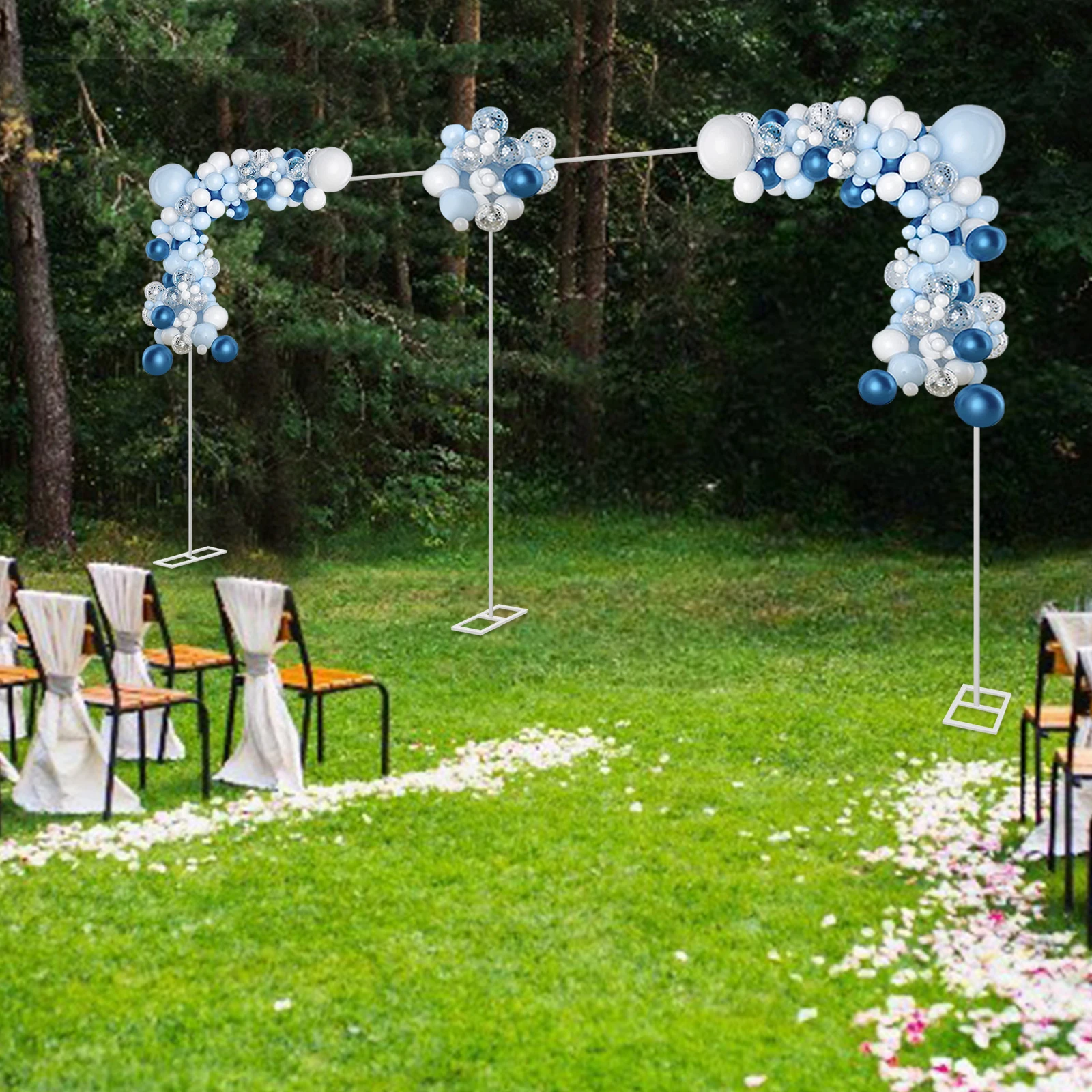 

wedding arch stand 19.7*9.8ft Silver Wedding Party Backdrop Stand Pipe Kit Flower Shelf
