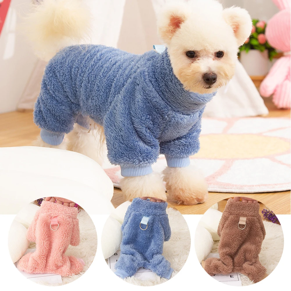 Warm Dog Jumpsuit Winter Pet Pajamas For Small Medium Dog Clothes Puppy Soft Coat Chihuahua Teddy Costumes French Bulldog Jacket