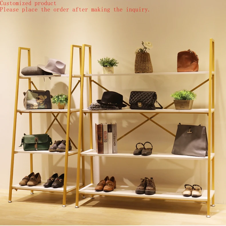 

Custom.Custom Metal and Wood Shelf Display Rack for Boutique Store