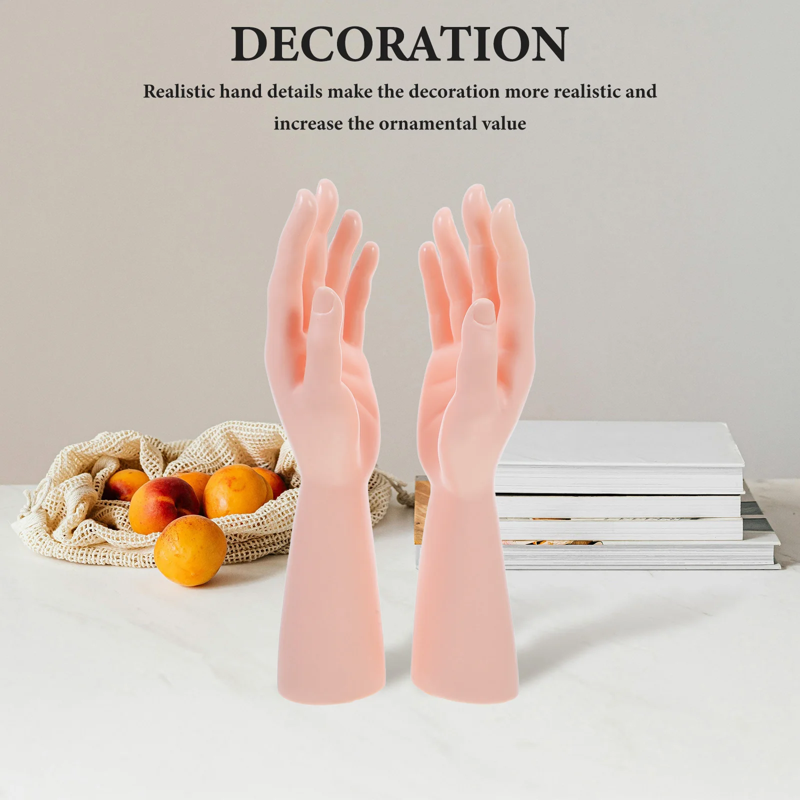 2pcs Hand Decoration Display Props Realistic Mannequin Hands For Jewelry Ring Bracelet Watch Showcase Stable Base Store Display