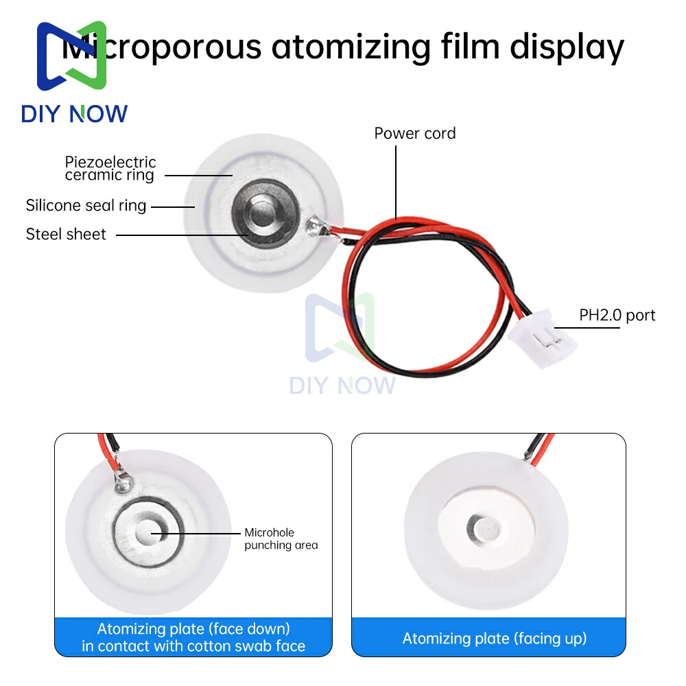 6/1 قطعة تيار مستمر 9 فولت وحدة مرطب رذاذ واحدة بالموجات فوق الصوتية الانحلال لوحة تحكم وحدة المرطب ورقة رذاذ صغيرة مسامية #6