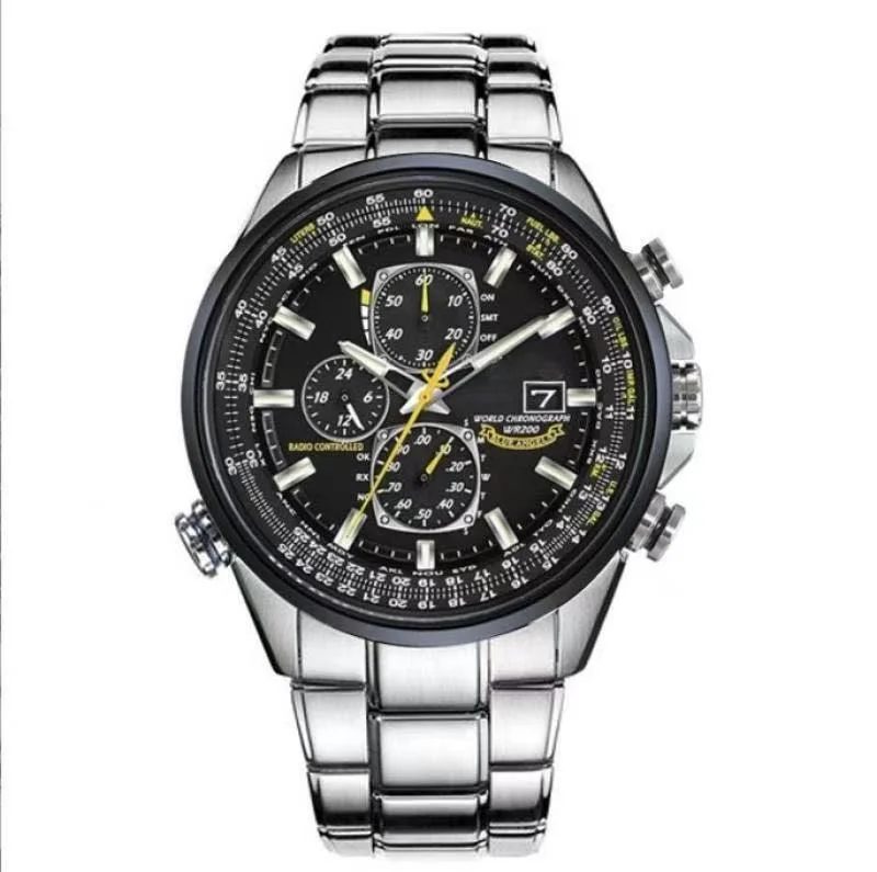 -Three Eyes New Bestselling Round Steel Band Men's Business Chronograph Quartz Watch