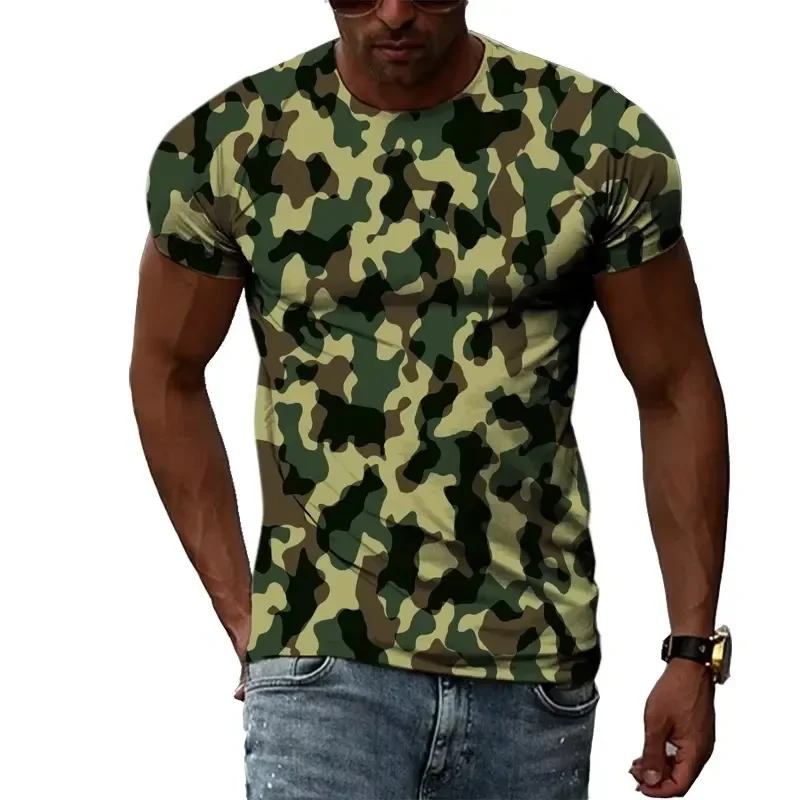 3D Digital Print 2026 Summer Outdoor Sports Camouflage T Shirt Men Women O Neck Fashion Casual Streetwear Oversized Top XS to