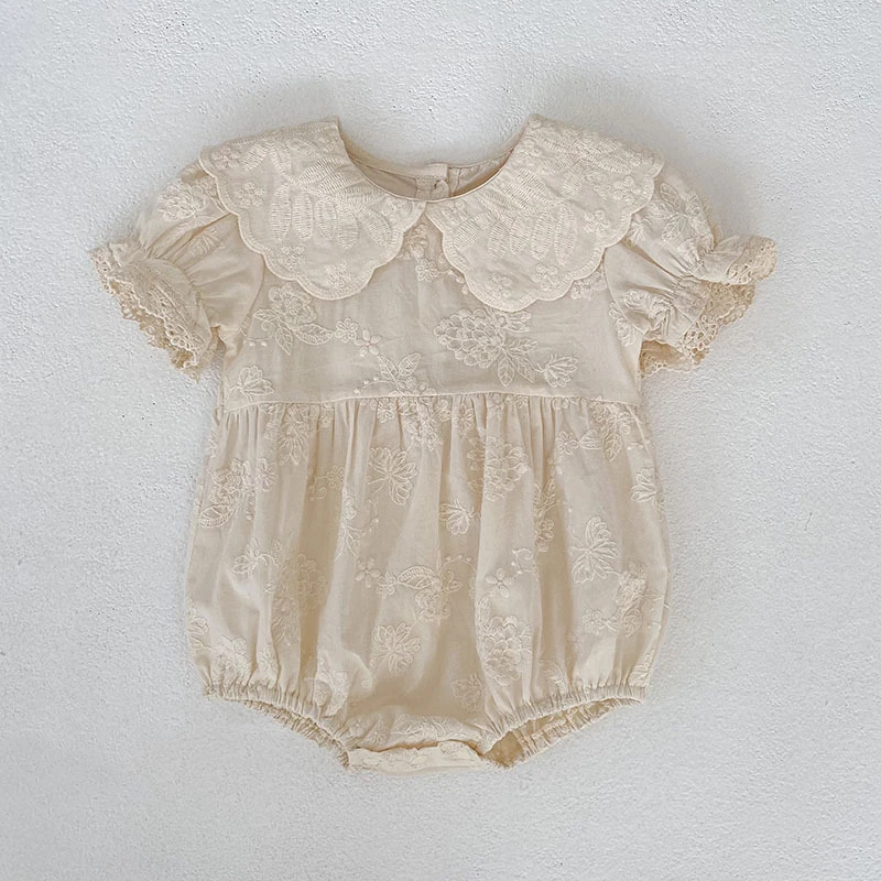 2026 Neuer Sommer-Strampler für Neugeborene, Kurzarm, Baumwolle, Bestickt, Koreanischer Stil, Süßer Kinder-Strampler, Dünne Outdoor-Kleidung – Detail 2