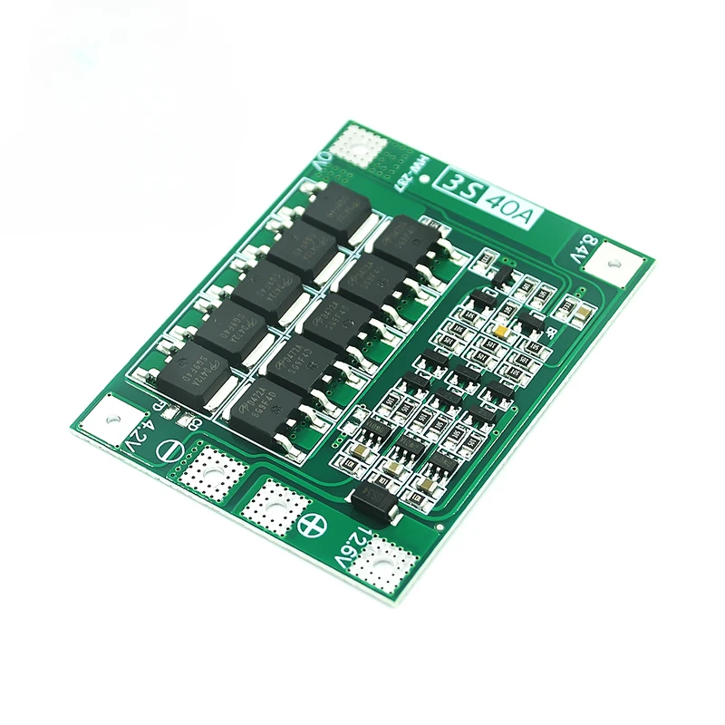 Lithium Battery Protection Board com equalização, Iniciar furadeira elétrica, 40A atual, 3 cordas, 11.1V, 12.6V, 18650