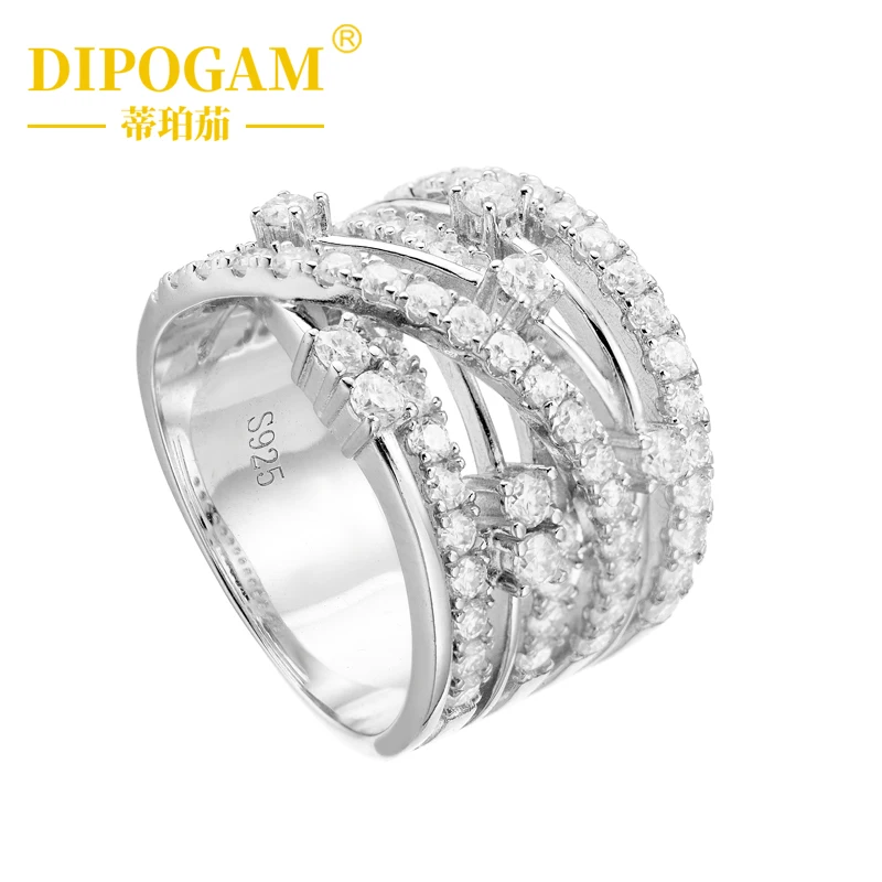 

925 sterling silver light luxury style high-end winding cross diamond moissanite ring, starry star ring, 520 couple's ring gift