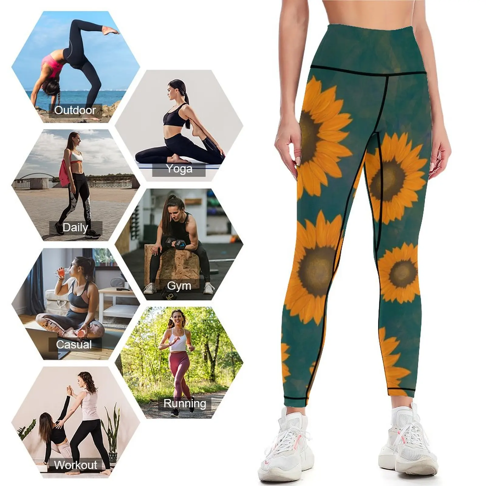 Floresta selvagem feminina esportes leggings, fitness harém calças, roupas exercício, ginásio leggings