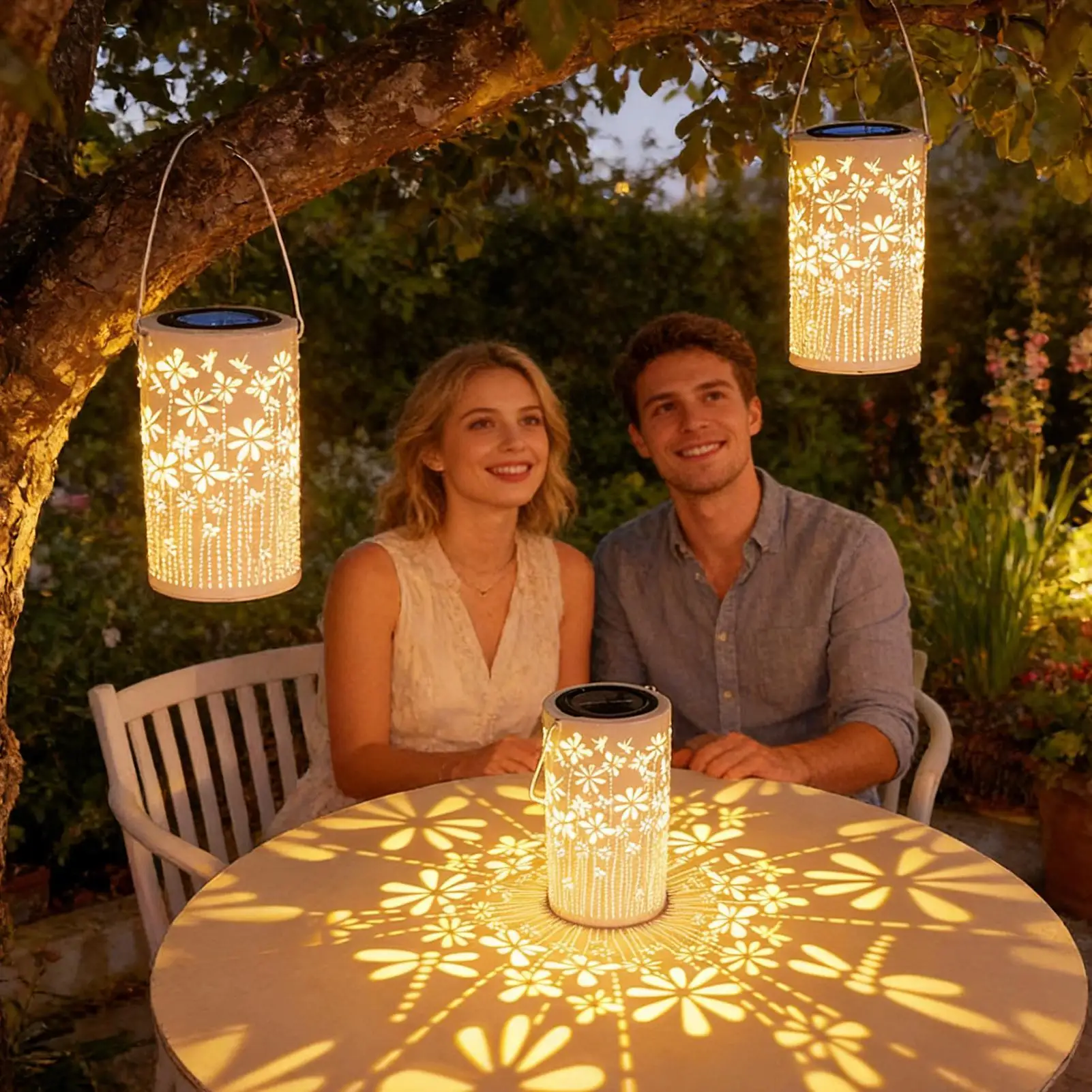 Solar Lanterns Colorful Metal Flower Lamps Solar Lights Outdoor Pathway For Yard Outside Path Landscape Walkway Lawn House
