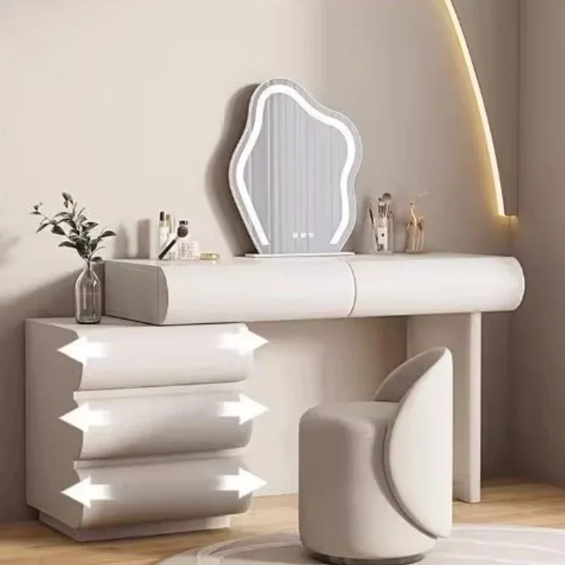 عرض كريم نمط ماكياج الغرور منضدة الزينة مكتب أدوات الزينة تسريحات مضيئة ماكياج صالون Penteadeira أثاث الفندق #4