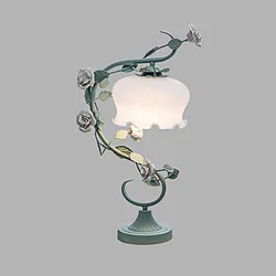 French Rural Flower Decoration Living Room Desk Light Nordic White Glass Plant Led Children's Princess Room Reading Table Lamp