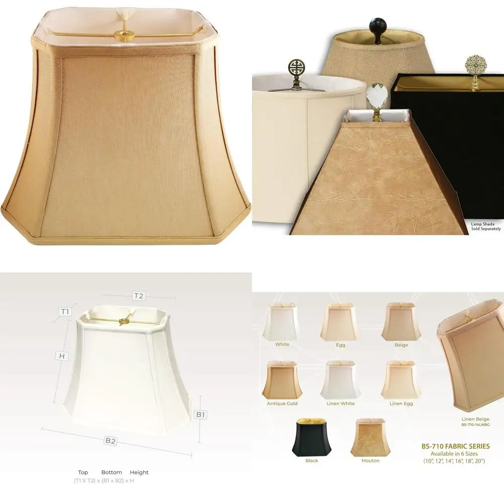 Rectangle Cut Corner Basic Lamp Shade, 9x16x12.25 Inches, Antique Gold Finish, Decorative Lighting Accessory