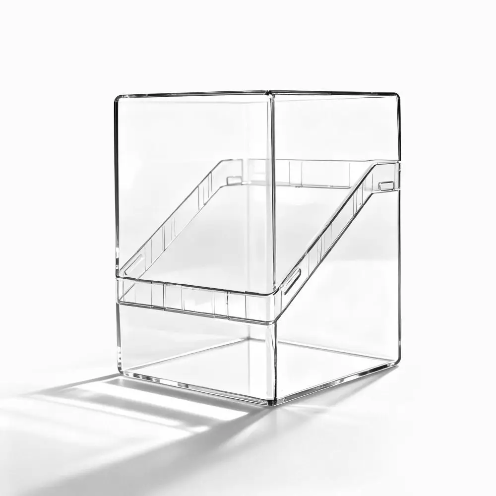 Acrylic Card Storage Box Transparent Secure Storage TCG Deck Box Stackable 100PCS Capacity Acrylic Card Case