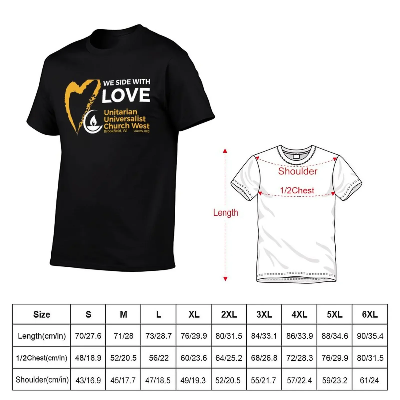 We Side With Love (yellow & white on black) T-Shirt street wear kawaii clothes Aesthetic clothing t shirt for men