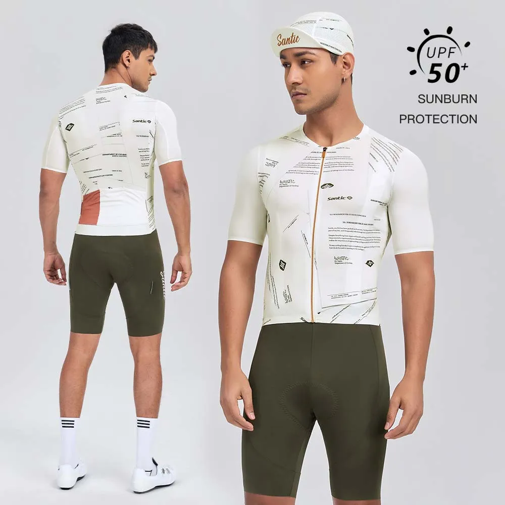 

Santic мужские велосипедные костюмы дышащие трикотажные изделия с короткими рукавами велосипедные шорты губчатая подушка гоночная версия велосипедные комплекты TM25CT101W