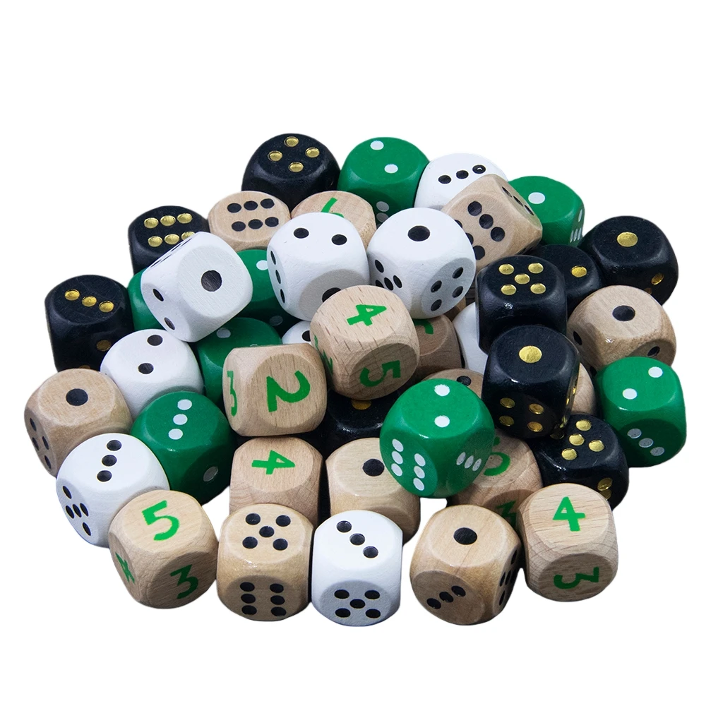 

5pcs Wooden Dice 16mm D6 Dice for Entertainment Board Game DND TRPG and Math Teaching