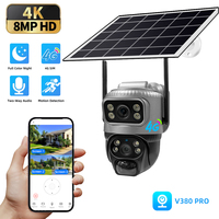 4G Sim Card Solar Camera Dual Lens Outdoor 8MP 4K Low Power Battery IP Camera PIR Night Vision V380 Pro CCTV Security Protection