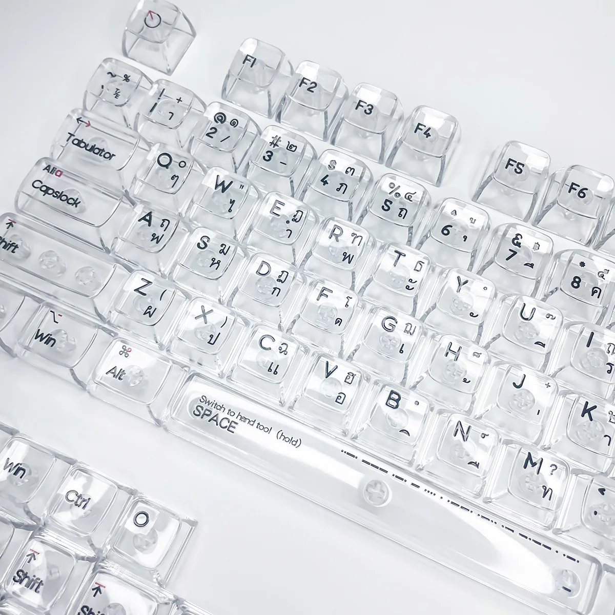 Russian Keycaps Arabic Korean Thai Letter Crystal Translucent Keycap Cross Axis For Cherry MX Switch Mechanical Keyboard ISO LK2