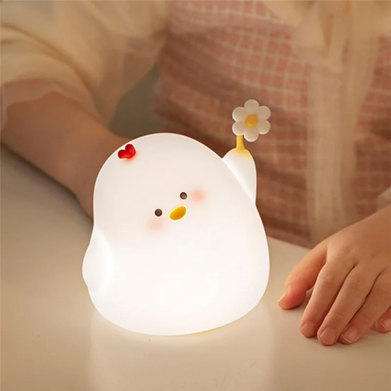 Y17A Chicken Cute Night Light, Nightlight For Room/Bedside, Silicone Soft Lamp With 30Min Timer And Auto Off, Perfect Gift