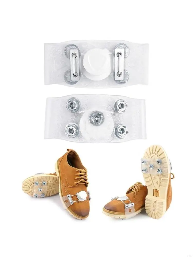  Ice Shoe Grippers Walk Traction Cleats Shoe Chain for Walking Climbing Ice Cleats with 5 Spikes, Antislip Snow Cleats