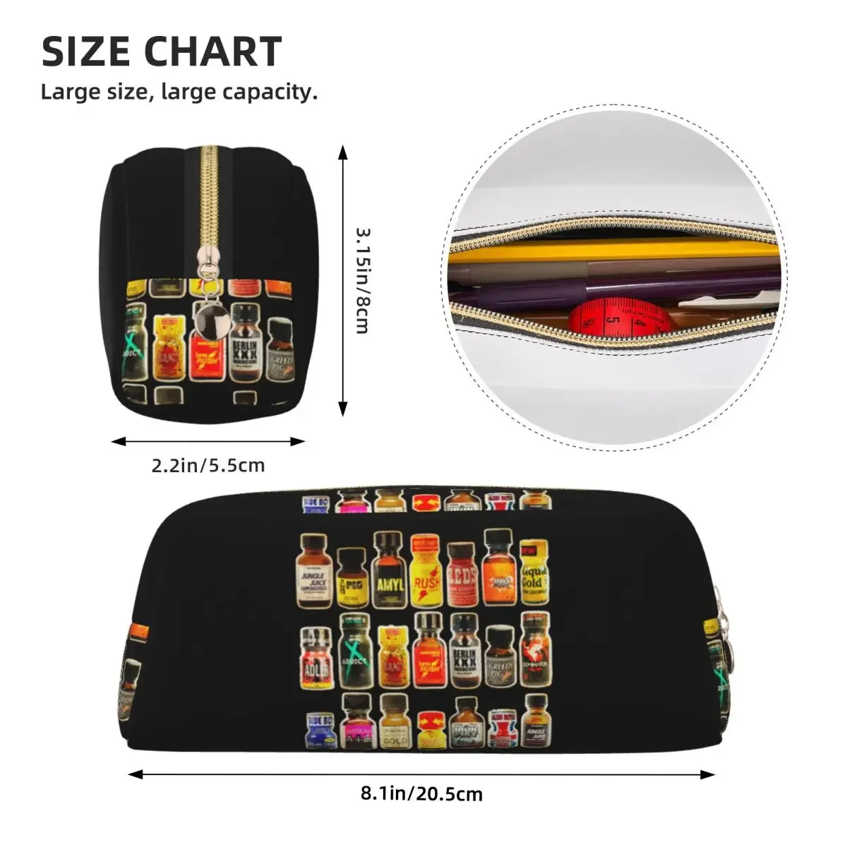 Poppers Bottles Gay Rush Jungle Juice Amyl Inhaler Pencil Case Pen Holder Big Capacity Pen Box Pencil Bag for Studen School view 3